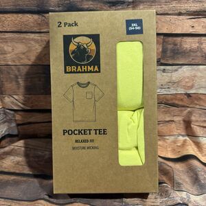 Brahma Men's 3XL (54-56) 2-Pack Pocket T-Shirt Yellow Black Relaxed Fit Workwear
